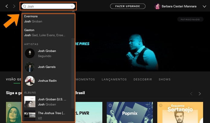 Faça buscas específicas por palavra-chave no Spotify (Foto: Reprodução/Barbara Mannara)