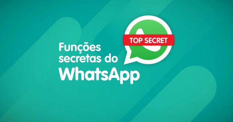 Ilustração com o ícone do app WhatsApp e a frase "funções secretas do WhatsApp"