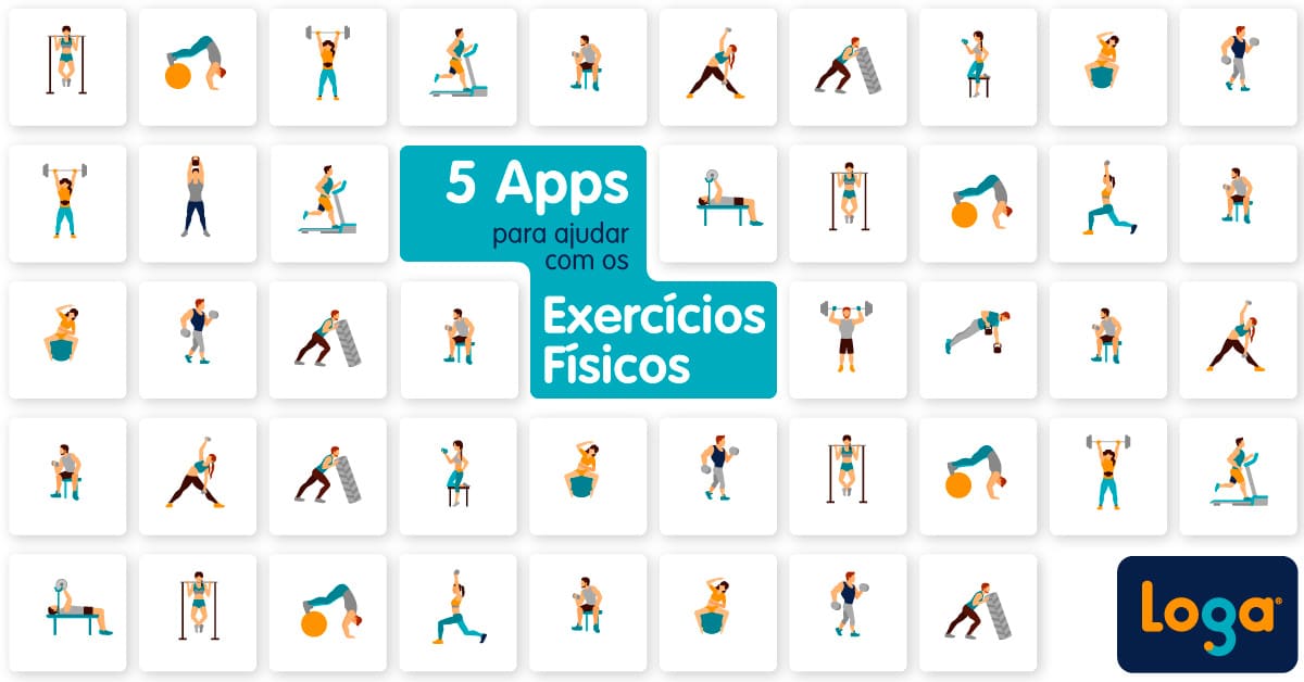 Ilustração com a frase "5 apps para ajudar com os exercícios físicos"