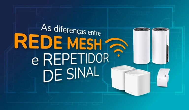 Ilustração que contém a frase "As diferenças entre rede mesh e repetidor de sinal"